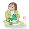 Lifelike Reborn Baby Doll with Soft Body Realistic Vinyl 22 Inch Toy Doll with Travel Frog Gift Set