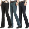 Male Bell Bottom Denim Trousers Slim Black Boot Cut Jeans Herrkläder Casual Business Flares Trouser