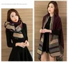 Wholesale- designer knitted double-sided dual-use scarf warm thick air conditioning shawl high-grade imitation cashmere fashion wild tassel