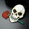 Rose Skull DIY Ткань Значки Патч Вышитая аппликация Швейная Одежда Наклейки Одежда Аксессуары