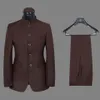Yakışıklı Beş Düğmeler Groomsmen Mandarin Yaka Damat Smokin Erkekler Düğün Takım Elbise / Balo / Akşam Yemeği Adam Blazer (Ceket + Pantolon + Kravat) AA145