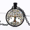 Fashion Tree of Life Pendant Necklaces Time Gem Cabochon Glass charm Silver Black Bronze Link chain For women Men s Luxury Jewelry