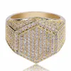 Hip Hop Cube Diamond Copper Gold Silver Color Plated Iced Out Micro Pave Cubic Zircon Ring for Mens Women Jewelry Rings248b