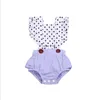 Baby tjejer kläder barn spetsar bowknot rompers sommar patchwork plaid triangel jumpsuits nyfödda ärmlösa onesies härliga outfits yp616