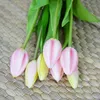 7 pezzi PU bouquet di tulipani simulazione flessibile vero tocco bouquet di fiori decorazione della casa display falso artificiale