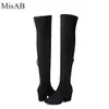 Mode femmes bottes printemps hiver sur les bottes au genou bottes de mode talons qualité daim long confort talons carrés ALF516