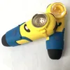 Top quality Silicone Pipe Smoking Accessories Funny Minions Glass Smoke Pipe Heady tobacco Hand pyrex colorful spoon