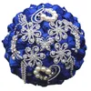 18CM Luxe Ivoire Soie Rose Fleurs De Mariage Broche En Cristal De Mariée Tenant Des Fleurs Gland Plein Diamant Point De Mariage Bouquets297R