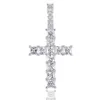 Hip Hop Eiszirkon Baguette Kreuz Anhänger mit 4mm Tenniskette Herrenschmuck Gold Silber Quadrat CZ Diamant Halskette1947