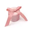 pink engagement round velvet ring box with ribbon,wholesale wedding jewelry ring boxes luxury