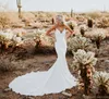 Sexy Backless Cheap Mermaid Wedding Dresses Spaghetti Strap Appliques Sweep Train Boho Wedding Dress Bridal Gowns vestidos de noiva