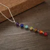 7 Chakra pärlor hänge halsband med riktiga stenar Mala Y-formade kedjor för kvinnor Reiki Healing Energy Beads Yoga Smycken