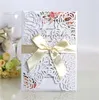 Creative Rose Laser Cut Cut Wedding Invitation Card DIY Shiny Ślubne Zaproszenia na Quinceanera Urodziny Słodkie karty Zaproszenia