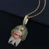 Fashion-DC Joker Pendant Halsband för män Kvinnor Comic Luxury Crystal Clown Pendants 18K guldpläterade koppar zirkoner halsband smycken gåva