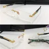 Mode recept glasögon är artis i rimless ram stora ben optiska glasögon klar lins enkel affärsstil för män303e