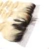 Brazylijskie dziewicze ludzkie włosy czołowe blond koronkowe zamknięcie czołowe 13x4 1B/613 Kolorowe uszy do uszu w masowej fali ciała