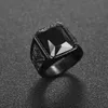 Men Hiphop Ring 316L Stainless Steel Black/Red Stone Ring Rock Fashion Male Jewelry