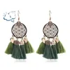 Fringed hoop earrings fan-shaped round hollow female ladies party bohemian dress accessories fashion