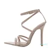 Style chaud-sandales pour femmes chaussures mode femmes solide bout pointu talon haut talons fins sandale fête chaussures de mariage femmes dames sandales