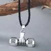 Sport Fitness Necklace Weight Lifting Luck Dumbbell Pendant Necklace For Men Jewelry Weightlifting Charm Vintage Women