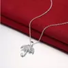 Plated sterling silver necklace 18 inches Simple stone umbrella pendant necklace DHSN306 Top 925 silver plate Pendant Necklac269n