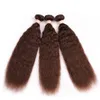 4 Chocolate Brown Kinky Straight Peruansk Human Hair Weave Bunds 3PCS Medium Brown Human Hair Weft Extensions Grov Yaki Hair 12577526