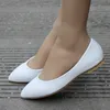 Nouvelles femmes Chaussures plates en cuir talons plate-forme Chaussures Femmes Blanc Toe cuir Fille Pointu Chaussures Flats