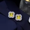 Nieuwe Mode Cubic Zirconia Blad Oorbellen Dames Merk Designer Sieraden Bruiloft Luxe CZ Mens Hip Hop Oorbellen