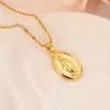 Mother Virgin Mary Necklace Pendant örhängen Set 14 K Solid Fine Gold Filled Catholic Religious Country Set Gift for Women1402199