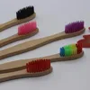 Handle Natural Bamboo Escova do arco-íris colorido cerdas macias de bambu escova de dentes 10 cores com LX1991 Box Pacote de qualidade superior