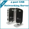 FREESHIPPING 4 ميناء الشبكات USB 2.0 طباعة طابعة الخادم شارك 4 USB HUB أجهزة 100Mbps الشبكة عبر إيثرنت ملقم الطباعة