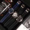 caijiamin - 남자 VK (64) 크로노 그래프 손목 시계 로즈 골드 쉘 실리콘 스트랩 5 ATM 방수 발광 포인터 MONTRE 드 럭셔리 시계