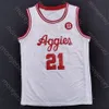 2020 Texas AM Aggies Basketballtrikot NCAA College 21 Alex Caruso Weiß, alle Nähte und Stickereien, Größe S-3XL