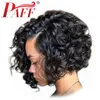 Paff Kort Bob Curly Full Lace Human Hair Wig Sidodel Naturfärg Brasiliansk Remy Hair With Baby Hair