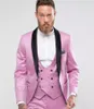 New Popular Navy Blue Groom Tuxedos Shawl Lapel Groomsmen Mens Wedding Dress Fashion Man Jacket Blazer 3 Piece Suit(Jacket+Pants+Vest+Tie)6