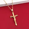 Collier pendentif croix de jésus, Crucifix 24k, bijoux pour femmes et hommes, religieux, russie, grèce, LIEC YCBD