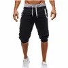 2017 verão homens shorts casual cena elástica cintura algodão 3/4 calças fitness roupas fisherbuilding masculino shorts