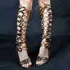 Rontic femmes gladiateur sandales compensées talons hauts sandales bout ouvert magnifique noir léopard chaussures de fête femmes US grande taille 5-15
