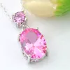 Luckyshien 10 Sztuk Mix Color Brand New For Women Oval Peridot Morganite Garnet Obsydian Klejnoty Srebrne Naszyjniki Biżuteria CZ wisiorki