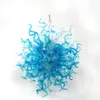 Morden Blue Mouth Blown Glass Chandelier Art 장식 Murano Crystal Pendant 램프 웨딩 장식