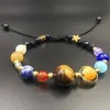 5 pcs Natural Pedra Beads Galaxy Planets Sistema Solar Pulseira Bangle Mulheres Acessórios De Jóias Presentes