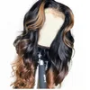 Highlights Full Lace Human Hair Wigs Body Wavy Ombre Lace Front Wig Brazilian Virgin Human Hairs Pre plucked Natural Hairline 150% Density