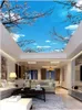 Росписи гостиная: потолок Обои Красивая сакуры голубое небо белые облака ВС плафон