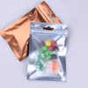 Färgad plast Aluminiumfolie Zip Packing Bag Clear Front med Rygg Guld / Blå / Svart / Grön För 4 Stil