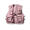 Hip Hop Losse Vest Sportkleding Heren Roze Cargo Vest met Zakken Jasje Streetwear Tactische Vesten Sweatshirts285T