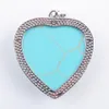 WOJIAER Love Heart Design Pendant Natural Jewelry Milky Way Blue Sand GemStone Female Valentine's Day Gift BN318