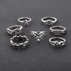 13pcs/set Vintage Knuckle Rings for Women Boho Geometric Flower Crystal Ring Set Bohemian Midi Finger Jewelry