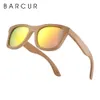 Barcur bamboe zonnebril mannen retro vintage hout zonnebril vrouwen gepolariseerde spiegel coating lenzen eyewear T200108