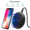 Q18 Cabo USB Pad Fast 10W qi Carregador sem fio para iPhone XS Huawei LED Iluminação Rápida com Micro para Samsung Note9