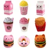 Squishy oyuncaklar çizgi film süt karton hamburger cips patlamış mısır sıkma yavaş ribaund komik oyuncaklar hediyeler çocuklar için